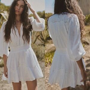 Zara Gauze Eyelet Embroidered Dress